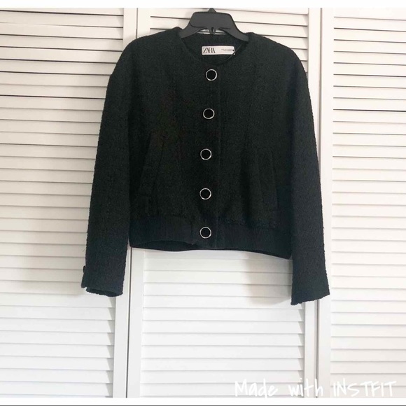 Zara Textured Button Bomber - Picture 8 of 15